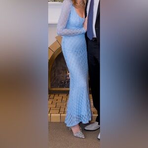 Bardot Light Blue Lace Pencil Dress